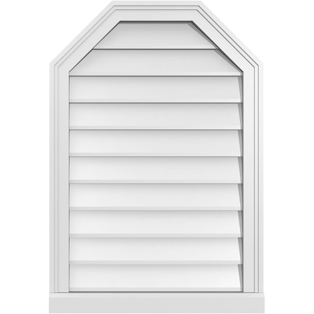 Octagonal Top Surface Mount PVC Gable Vent W/ 2W X 2P Brickmould Sill Frame, 22W X 32H